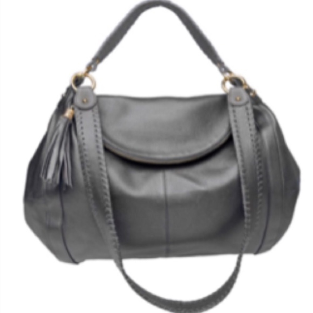 New Onna Ehrlich Gray Leather “Rachel” Bag - Picture 5 of 8